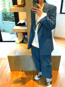 「水色」｜「アイテム（テーラードジャケット）」を使った、Masahikoさん（メンズ・160cm）の春コーディネート