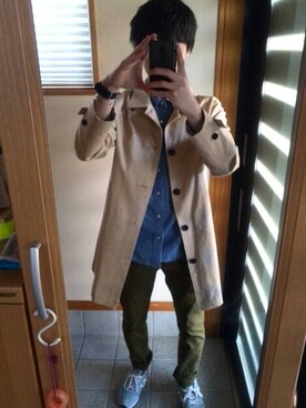 「新年一発目」｜「アイテム（ステンカラーコート）」を使った、andさん（メンズ・169cm）の冬コーディネート