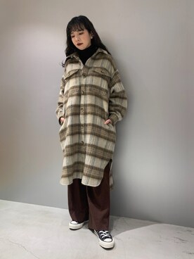 「CONVERSE TOKYO（コンバーストウキョウ）のアイテム（ステンカラーコート）」を使った、MIOさん（レディース・156cm）の秋コーディネート