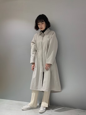 「CONVERSE TOKYO（コンバーストウキョウ）のアイテム（ステンカラーコート）」を使った、MIOさん（レディース・156cm）の冬コーディネート