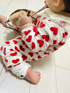「Moujonjon（ムージョンジョン）のアイテム（ママ＆ベビー）」を使った、aaamo27さん（キッズ・70cm）の春コーディネート