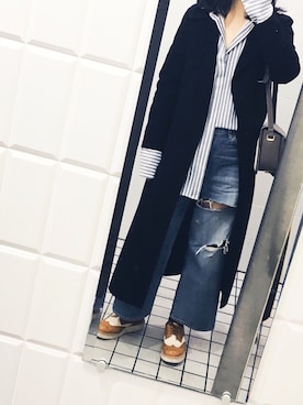 「コーディネート」｜「アイテム（チェスターコート）」を使った、licaさん（レディース・174cm）の冬コーディネート