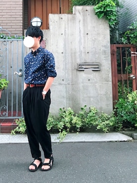 「HALHAM（ハルハム）のアイテム（パンツ）」を使った、おくいさん（メンズ・168cm）の春コーディネート