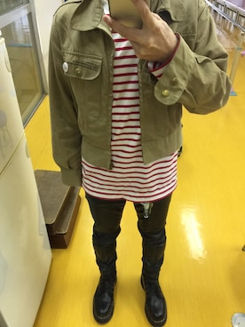「A.P.C.（アーペーセー）のアイテム（ミリタリージャケット）」を使った、Kazさん（メンズ・158cm）の春コーディネート