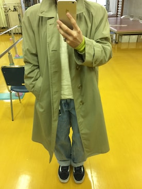 「アイテム（ステンカラーコート）」を使った、Kazさん（メンズ・158cm・40代）の春コーディネート