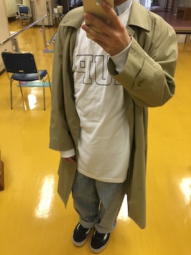 「アイテム（ステンカラーコート）」を使った、Kazさん（メンズ・158cm・40代）の春コーディネート