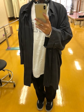 「ISSEY MIYAKE（イッセイミヤケ）のアイテム（ステンカラーコート）」を使った、Kazさん（メンズ・158cm）の秋コーディネート