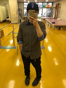 「CABANE de ZUCCa（カバンドズッカ）のアイテム（チノパンツ）」を使った、Kazさん（メンズ・158cm）の夏コーディネート