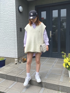 「海外」｜「アイテム（帽子）」を使った、akaponさん（レディース・164cm）の春コーディネート