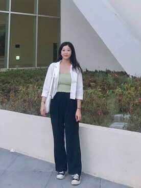 「通勤穿搭」｜「アイテム（チューブトップ）」を使った、bettyhan0625さん（レディース・159cm）の春コーディネート