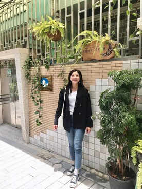 「西裝外套」｜「アイテム（パンツ）」を使った、bettyhan0625さん（レディース・159cm）の春コーディネート