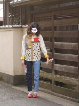 「NIRAME.CO（ニラメッコ）のアイテム（パンツ）」を使った、まるこさん（レディース・164cm）の冬コーディネート
