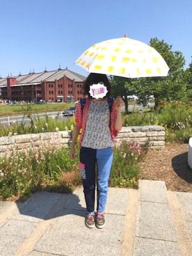 「NIRAME.CO（ニラメッコ）のアイテム（パンツ）」を使った、まるこさん（レディース・164cm）の夏コーディネート