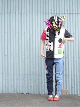 「NIRAME.CO（ニラメッコ）のアイテム（パンツ）」を使った、まるこさん（レディース・164cm）の夏コーディネート