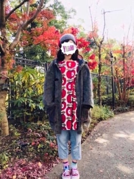 「RehersalL（リハーズオール）のアイテム（ジャケット/アウター）」を使った、まるこさん（レディース・164cm）の冬コーディネート