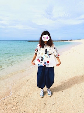 「アイテム（福袋/福箱、オレンジ系）」を使った、まるこさん（レディース・164cm）の夏コーディネート