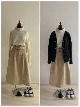 「Aラインスカート」｜「アイテム（ジャケット/アウター）」を使った、Chen Liさん（レディース・161cm）の冬コーディネート