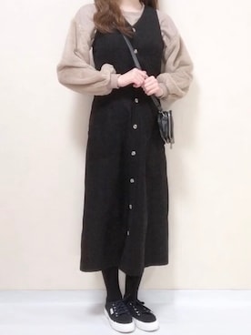 「archives（アルシーヴ）のアイテム（オールインワン・サロペット）」を使った、Micoさん（レディース・160cm）の冬コーディネート