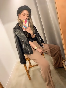 「SHAGGIE（シャギー）のアイテム（その他パンツ）」を使った、ぉマメさん（レディース・152cm）の秋コーディネート