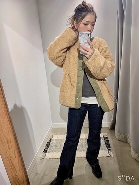 「Auntie Rosa Holiday（アンティローザホリデー）のアイテム（ブルゾン）」を使った、ぉマメさん（レディース・152cm）の秋コーディネート