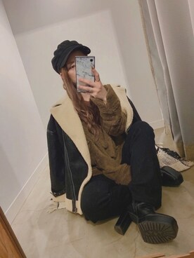 「SHAGGIE（シャギー）のアイテム（その他アウター）」を使った、ぉマメさん（レディース・152cm）の冬コーディネート