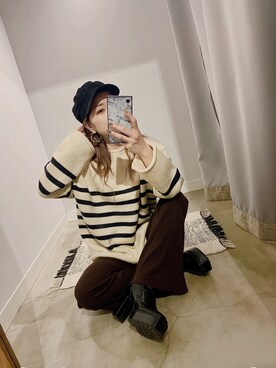 「SHAGGIE（シャギー）のアイテム（その他パンツ）」を使った、ぉマメさん（レディース・152cm）の冬コーディネート