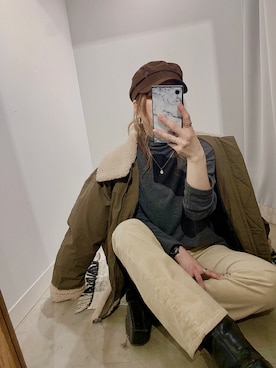 「Auntie Rosa Holiday（アンティローザホリデー）のアイテム（その他パンツ）」を使った、ぉマメさん（レディース・152cm）の冬コーディネート