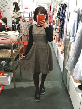「福袋コーデ」｜「アイテム（ワンピース/ドレス）」を使った、さとりんさん（レディース・152cm）の冬コーディネート