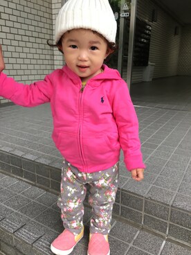 「スキップランド（スキップランド）のアイテム（帽子）」を使った、®️e iさん（キッズ・80cm）の冬コーディネート