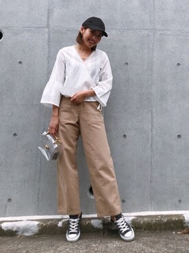 「CONVERSE（コンバース）のconverse（コンバース） ALL STAR OX（オールスターOX）（スニーカー）」を使った、🍊さん（レディース・157cm）の春コーディネート