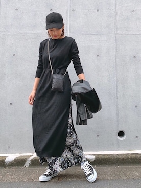 「Vicente（ヴィセンテ）のEarth color maxiワンピース（ワンピース）」を使った、🍊さん（レディース・157cm）の秋コーディネート
