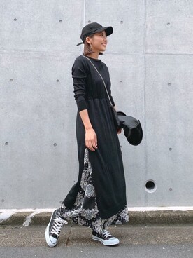 「Vicente（ヴィセンテ）のEarth color maxiワンピース（ワンピース）」を使った、🍊さん（レディース・157cm）の秋コーディネート