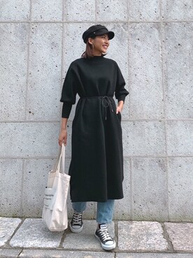 「アイラブCONVERSE」｜「アイテム（ワンピース/ドレス）」を使った、🍊さん（レディース・157cm）の冬コーディネート