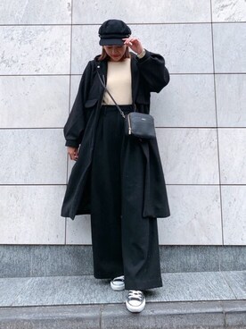 「CONVERSE（コンバース）のconverse コンバース ALL STAR 100 COLORS OX オールスター 100 カラーズ オックス 32861791 BLACK（スニーカー）」を使った、🍊さん（レディース・157cm）の冬コーディネート