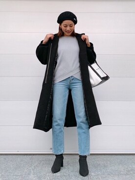 「フード付きアウター」｜「アイテム（その他アウター）」を使った、🍊さん（レディース・157cm）の冬コーディネート