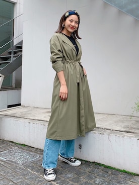 「CONVERSE（コンバース）のconverse コンバース ALL STAR 100 COLORS OX オールスター 100 カラーズ オックス 32861791 BLACK（スニーカー）」を使った、🍊さん（レディース・157cm）の春コーディネート