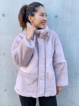 「アイテム（ムートンコート、ピンク系）」を使った、🍊さん（レディース・157cm）の冬コーディネート