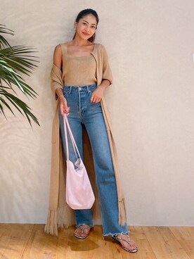 「Vicente（ヴィセンテ）のアイテム（カーディガン/ボレロ）」を使った、🍊さん（レディース・157cm）の夏コーディネート