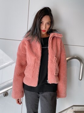 「カラーコート」｜「アイテム（ブルゾン）」を使った、🍊さん（レディース・160cm）の冬コーディネート