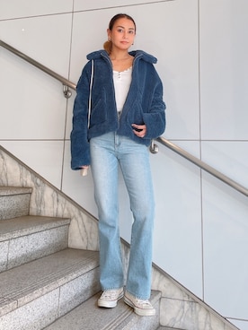 「カラーコート」｜「アイテム（ブルゾン）」を使った、🍊さん（レディース・154cm）の冬コーディネート