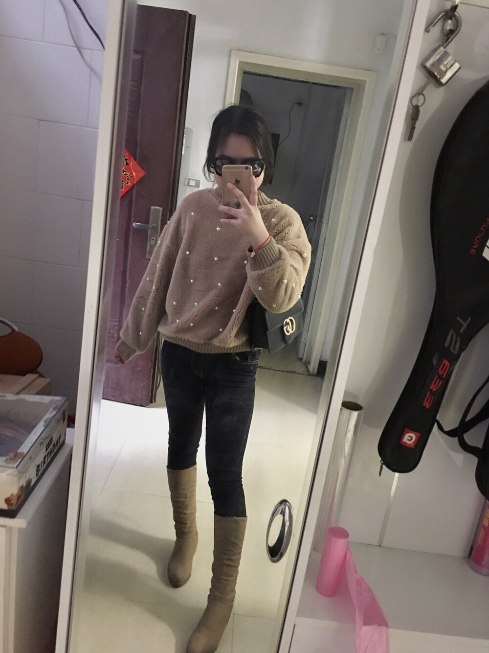 「含思のアイテム（その他、ホワイト系）」を使った、我是胖虎さん（レディース・163cm）の冬コーディネートの1枚目の写真