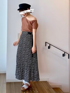 「アシメ」｜「アイテム（キャスケット）」を使った、えがさん（レディース・165cm）の夏コーディネート