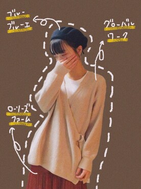 「Bleu Bleuet（ブルーブルーエ）のアイテム（ハンチング/ベレー帽）」を使った、kashiwaさん（レディース・166cm）の秋コーディネート