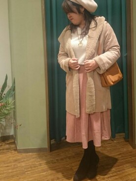「DRESKIP（ドレスキップ）のアイテム（ダウンジャケット/コート）」を使った、浜北あすかさん（レディース・158cm）の秋コーディネート