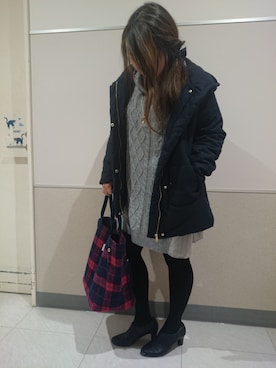 「コート」｜「アイテム（チュニック）」を使った、浜北あすかさん（レディース・158cm）の冬コーディネート