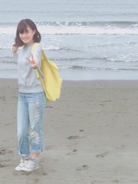 「CONVERSE（コンバース）のアイテム（スニーカー、ホワイト系）」を使った、kanonpyさん（レディース・167cm）の冬コーディネート