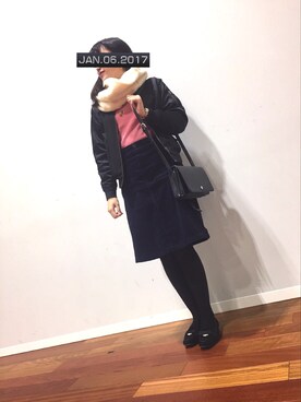 「ピンクセーター」｜himaさん（レディース・162cm）の冬コーディネート