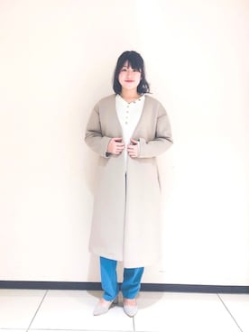 「アイテム（パンプス、グレー系）」を使った、りさん（レディース・161cm）の冬コーディネート