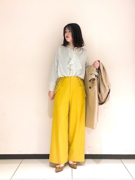 「Te chichi（テチチ）のアイテム（トレンチコート）」を使った、りさん（レディース・161cm）の春コーディネート