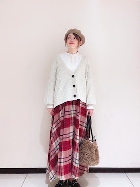 「Te chichi（テチチ）のアイテム（ハンチング/ベレー帽）」を使った、りさん（レディース・161cm）の秋コーディネート